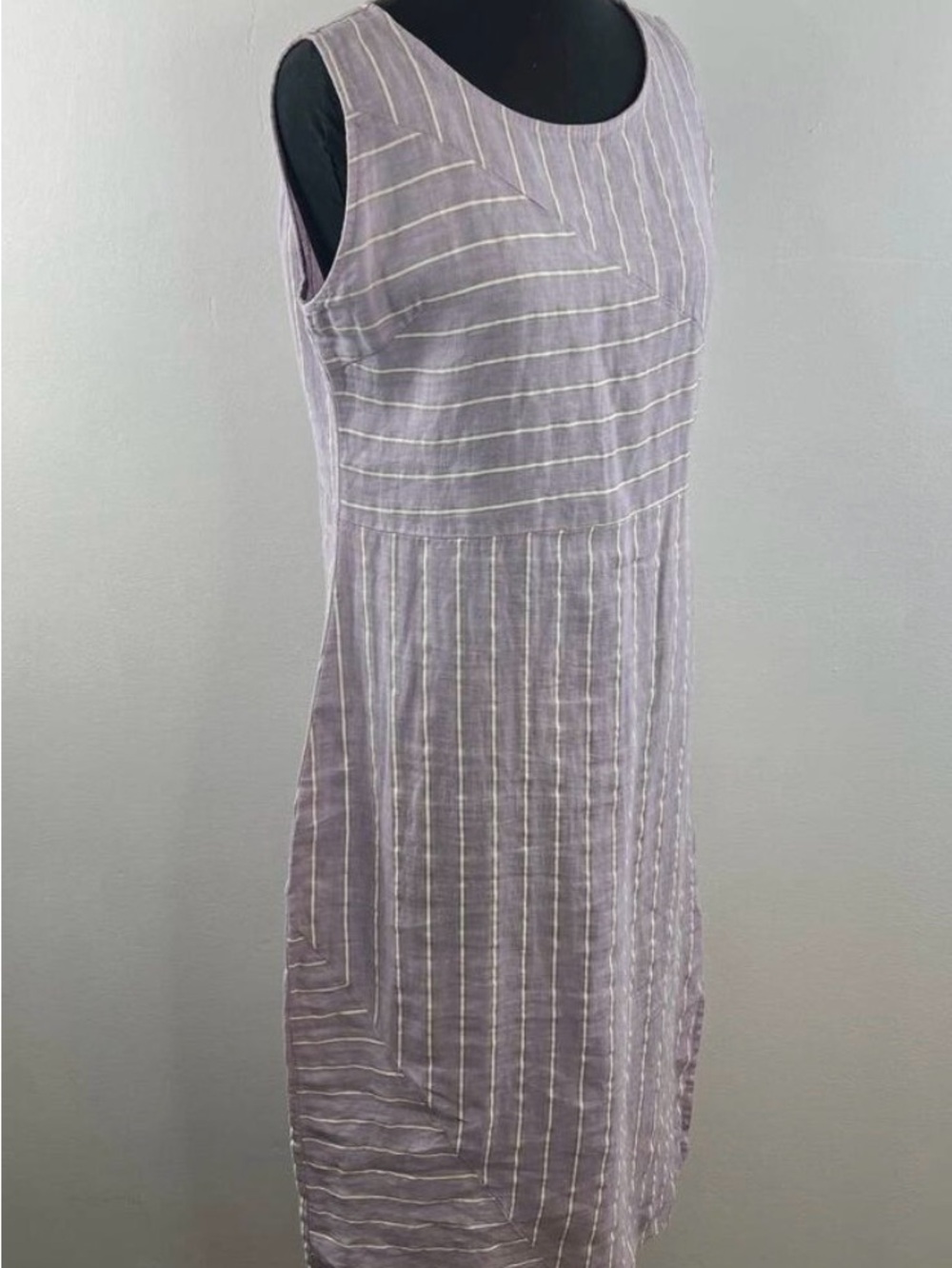 VTG Purple White Stripe Sleeveless
Linen Midi sundress